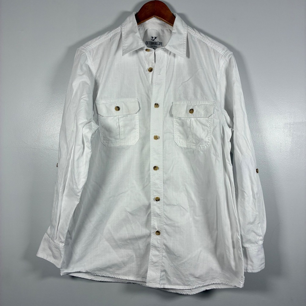 Outdoor Life Button Down M Trail Shirt Roll Tab Sleeve Utility Gorpcore Safari